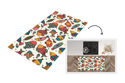 Keukenloper - Loper keuken - Patroon - Zee - Vis - Zeedieren - 120x60 cm - Keukenloper vinyl