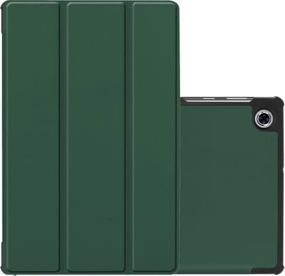 Hoes - Geschikt voor Lenovo Tab M10 FHD Plus (2e / 2nd Generatie) - Dun & Stevig - Trifold Bookcase - Hard Cover - Hardcover Book Case - Tablet Hoesje - Donkergroen