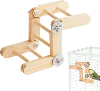 Vogel Activiteitenladder - Schommelbrug Hout - Vogelkooi Verrijking - Natuurlijk Grenenhout - 20 x 10 x 10 cm - Natuurlijk