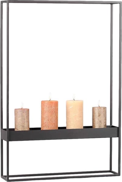 Rasteli Kaarsenhouder-Deco Kader Zwart Metaal L 48 x 10,5 x H 71 cm  Levering zonder kaarsen