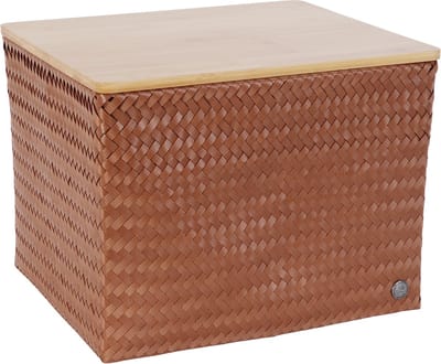 Handed By - Opbergmand met deksel - Mand - Speelgoedmand - Woonkamer - Kinderkamer - Babykamer - Top Fit Large 30 - bruin - sienna