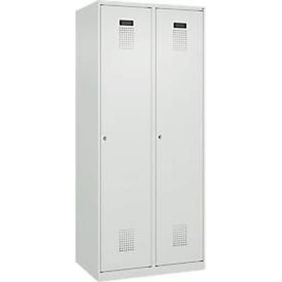 C+P Evolo Plus kledingkast, 2 vakken, 400 mm breed, cilinderslot, soft-close, B 800 x D 500 x H 1850 mm, lichtgrijs/lichtgrijs