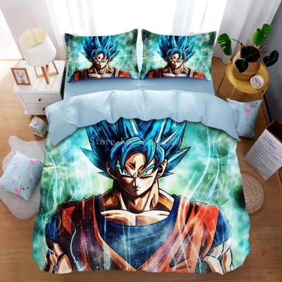 Parure de lit Anime Dragon-Ball, housse de couette Goku, ensemble de housse de couette, ensemble de literie Super Saiyan pour enfants adultes 140x210cm 2pcs
