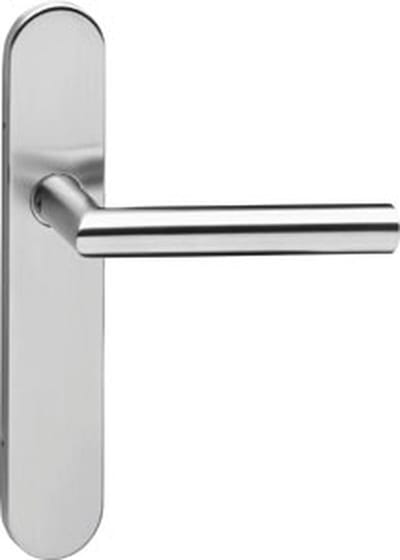Intersteel Deurkruk Rhenen Hoek 90° - ovaal verdekt schild - WC63/8 LINKS - 219x40x9mm - RVS Geborsteld