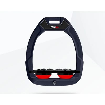 Plat Ultra Grip Marine/Zwart/Rood veiligheidsbeugels voor paardrijden Flex-On Safe-On