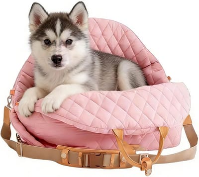 Hondenstoel Kleine Honden - Puppy Autostoel - Veilig Vervoer - Verstelbare Band - 40 x 30 x 6 cm - Roze