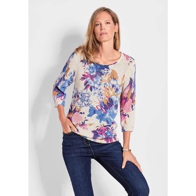 Vrouwelijke gedessineerde pullover - wit / gedess. - Gr. 20 van Goldner Fashion
