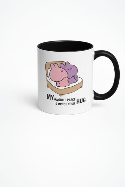 Mok met Knuffelende Konijnen | Mijn Favoriete Plek is Jouw Knuffel | Romantisch Cadeau