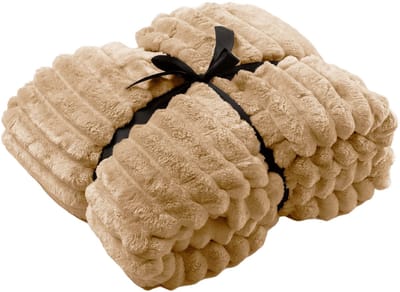 Dutch Decor - Plaid 150x200 cm - RICKY - superzacht, extra dik, warm, donzig, flannel fleece – beige