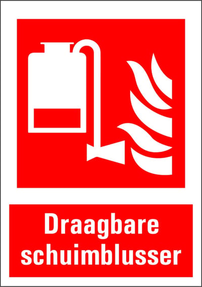 Draagbare schuimblusser sticker met tekst 210 x 297 mm