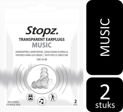 Stopz. Music oordoppen - Festival oordoppen - Muziek oordopjes - Veilig genieten van muziek - Transparant – Herbruikbaar