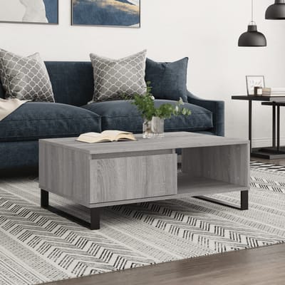 vidaXL - Salontafel - 90x60x35 - cm - bewerkt - hout - grijs - sonoma - eikenkleurig
