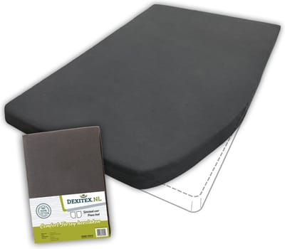 Dexitex Jersey hoeslaken Frans bed wit of antraciet, RECHTS Antraciet