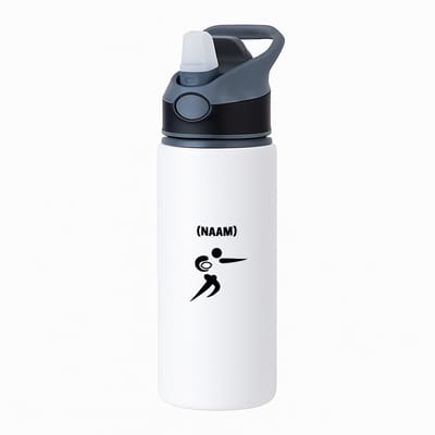 Hacebo® - Rugby met eigen naam waterfles met rietje zwart - Rugby - Rugbyer - Sport - water fles - 650ML