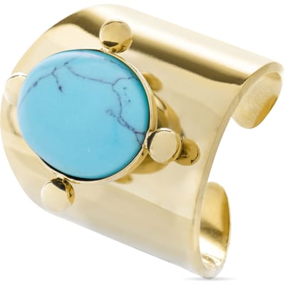 Luxenter turkoois ring afgewerkt in 18K geel goud - Kumora