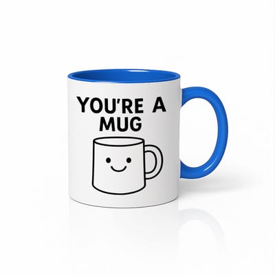 Witte & Blauwe Mok 330ml – “You’re a Mug” Grappige Schattige Cartoon Koffiebeker
