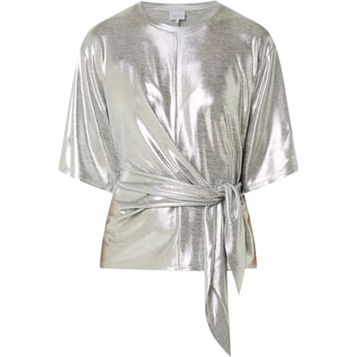 Dante 6 Uxia Metallic Twist Detail Top Tops Zilver 261493