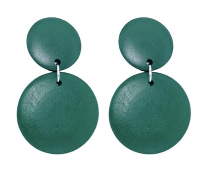 Clip oorbellen- groen -rond-hout-geen gaatje- Charme Bijoux