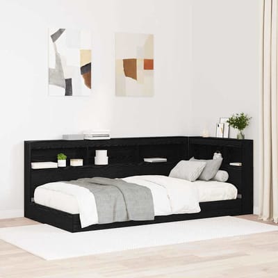 vidaXL Opberghoofdbord met plank Zwart Eiken 90 cm Bewerkt hout
