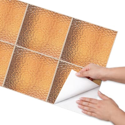Coloray Meubel Wrap Folie - Oranje Meubelfolie - 50x100 cm - Meubelfolie Zelfklevend Glasblokken - Wrapfolie Keuken - Modern Meubelfolie - Decoratiefolie - Tafeldecoratie - Texturen