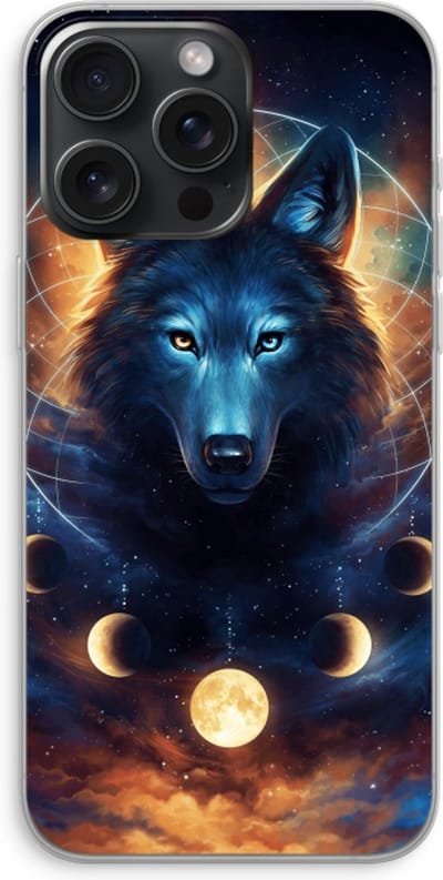 Case Company® - Hoesje geschikt voor iPhone 15 Pro Max hoesje - Wolf Dreamcatcher - Soft Cover Telefoonhoesje - Bescherming aan alle Kanten en Schermrand