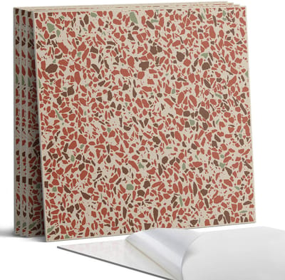 Coloray Wandpanelen Zelfklevend - Abstract steenpatroon Zelfklevende Wandpanelen - 50 cm x 50 cm - Rood Wandpaneel PVC - 4 stuks - Texturen Wandpanelen Zelfklevend - Keuken Wandpanelen - Wandpanelen Badkamer
