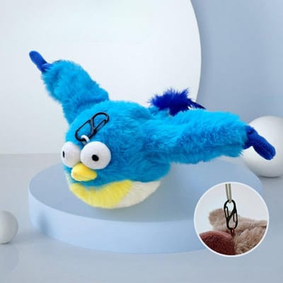 Pluche Herlaadbaar Speelgoed voor Huisdieren Flapperende Vogel Elektrisch Katten Speelgoed Hond Zelfspelende Simulatie Krab Zwaaiende Vogel 21*22cm