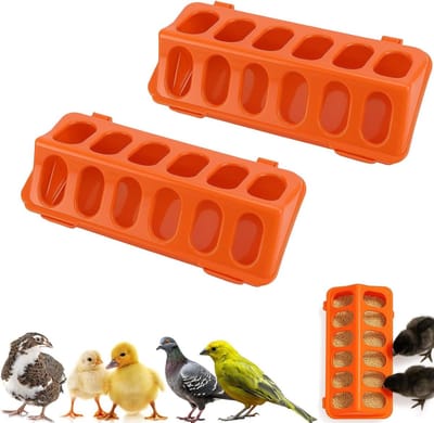 Pluimvee Voederbak - Kuiken voerbak Vogel feeder - Voorkom Voedselverspilling - Afvalvrij ontwerp - 2 stuks - Wit