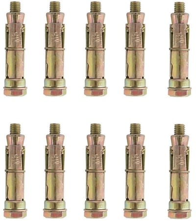 Dailygoods- Uitbreidingsbout 10 Stuks - M8 × 60 mm - Koolstofstaal - Stevig Bevestigen - Slijtvast - Antiroest - Schroefbout
