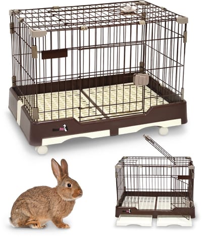 MaxxPet Hondenbench - Konijnenhok - Bench - 2 deuren - 2 verwijderbare afval bakken - op wieltjes - 74 x 49 x 56 cm