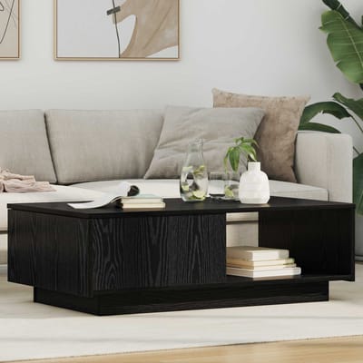 vidaXL - Salontafel - Zwart - Eiken - 95 - x - 55 - x - 31 - cm - Bewerkt - hout