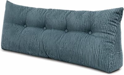 Steunkussen Corduroy - Rugkussen Leeskussen - Comfortabel Lezen - Met Opbergvak - 100x50x20 cm - Turkoois