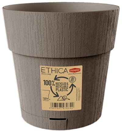 Bloempot 'Ethica' 25 cm – Gerecycled kunststof – Modern design - Dove Grey