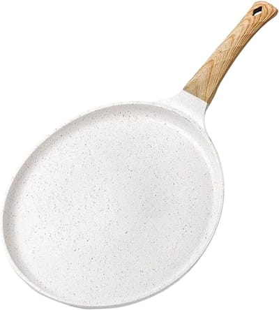 Pannenkoekenpan Inductie - Koekenpan - Ontbijt Maken - Antiaanbaklaag - 24 cm - Wit