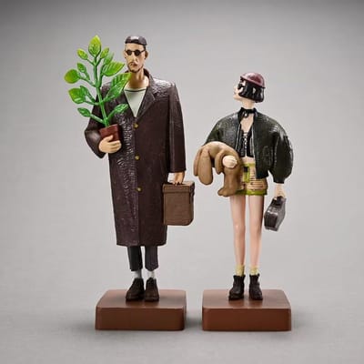 Nieuw Leon En Mathilda 1 Set Beeldje Trendy Moordenaar Pop Film De Professional Actiefiguren Model Speelgoed Scène Decoratie Cadeaus no box gray