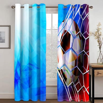 Voetbal Voetbalveld Sport Jongen Gratis Levering Gordijnen Ideaal voor Woonkamer Kinderkamer Badkamer Keuken Deur Huisdecoratie Q1549QQ-W65X60H(cm)X2Pcs&Hook