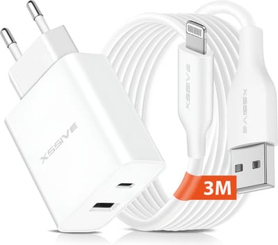 USB en USB C Oplader Set - 3 Meter - Geschikt voor iPad, iPhone en AirPods met Lightning aansluiting