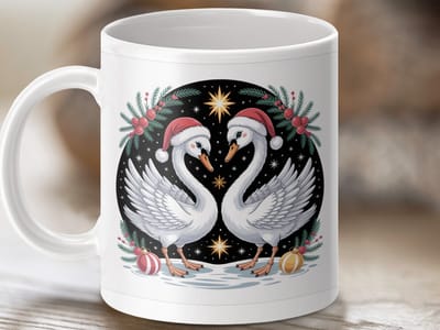 Mok, Kerst Zwanen, Feestdagen Decor, Unieke Koffiemok, Thee Mok, Kerstcadeau Idee, Kerst Mok, Kerstfeest Mok, Feestelijke Mok