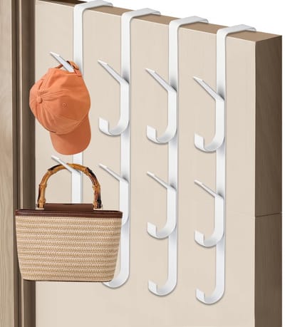4 stuks deurkapstok om op te hangen, deurhaken aan de binnenkant, haak deur, kledinghaken voor deur, ophanghaken, voor deur, verticale deurhaken, voor kleding, handdoeken, badjassen (wit, 5