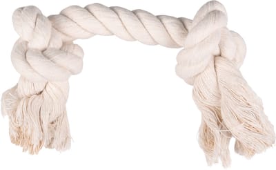 Flamingo - Hondenspeelgoed Cotton Flos Jack met 2 Knopen - Wit - S - 5 x 5 x 22 cm