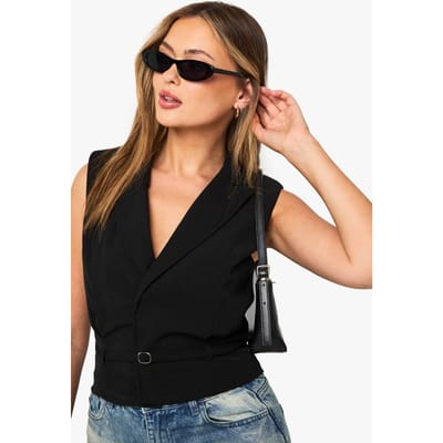 boohoo Dames Gordel met schoudervulling weste | Zwart | Maat: 40