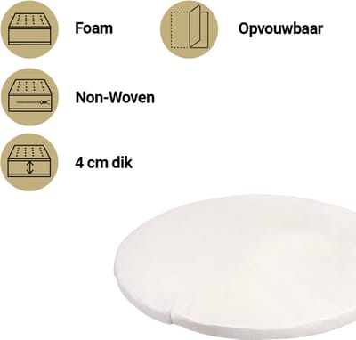 Best Sleep Rond Boxmatras 95 cm – 4 cm – Foam – Opvouwbaar