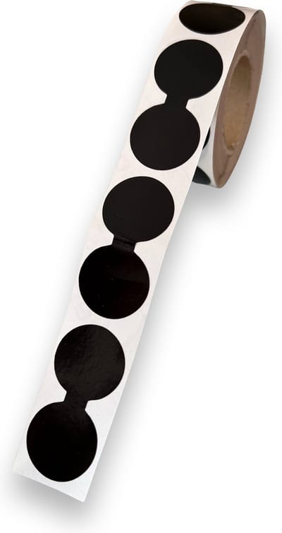 Tassensluiter etiket - Zwart - 250 Stuks - 25mm rond (2) 61mm breed - tassen sluitetiket - sluitzegel - sluitetiket - sluitsticker - chique inpakken - cadeau - verpakken