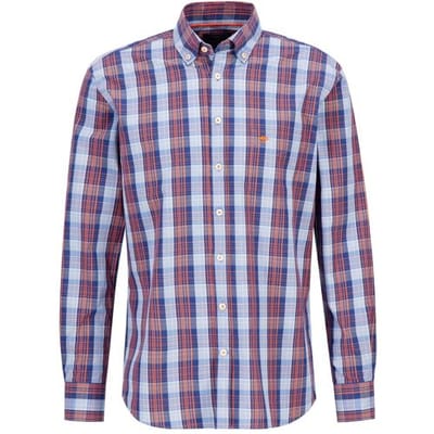 Fynch-Hatton Overhemd Bold Multi Check Button Down Tangerine-Blue / male