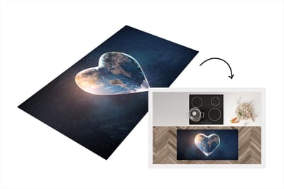Keukenloper - Loper keuken - Wereldbol - Hart - Ruimte - 120x60 cm - Keukenloper vinyl