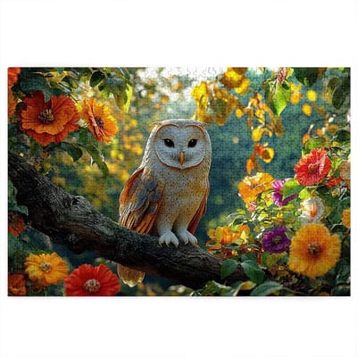 Houten Uil Puzzel - Legpuzzel Volwassenen - Ontspanning Cadeau - Natuurlijk Hout - 1000 Stukjes 75x50cm - Meerkleurig