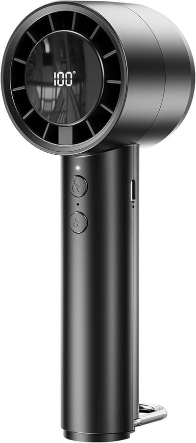 Draagbare Ventilator Met Oplaadbare Accu, Mini Ventilator Met Digitaal Scherm, Zwart