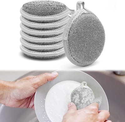 6 stuks spoelspons- wasbaar- stalen spons voor nat en droog- schoonmaakspons voor badkamer van draad- keukensponzen- schuurspons- keukenspons- keukenspons- ophangbare spons voor keuken