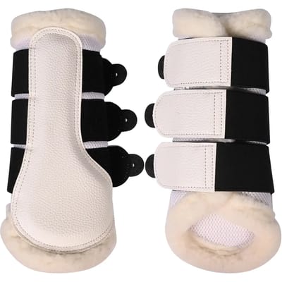 Gesloten peesbeschermers voor paard met bont HKM Comfort Premium Mesh