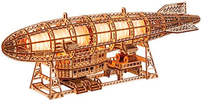 Wood Trick – Modelbouw 3D houten puzzel – Lichtgevende Zeppelin - Luminous Zeppelin (WDTK101) – 487 stuks - Geen lijm noch verf nodig!